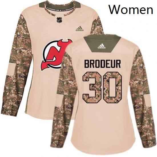 Womens Adidas New Jersey Devils 30 Martin Brodeur Authentic Camo Veterans Day Practice NHL Jersey